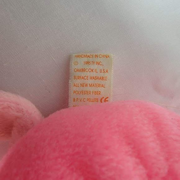 Vintage 1995 TY Beanie Babies Pinky the Pink Flamingo Plush Stuffed Animal - Picture 3 of 6